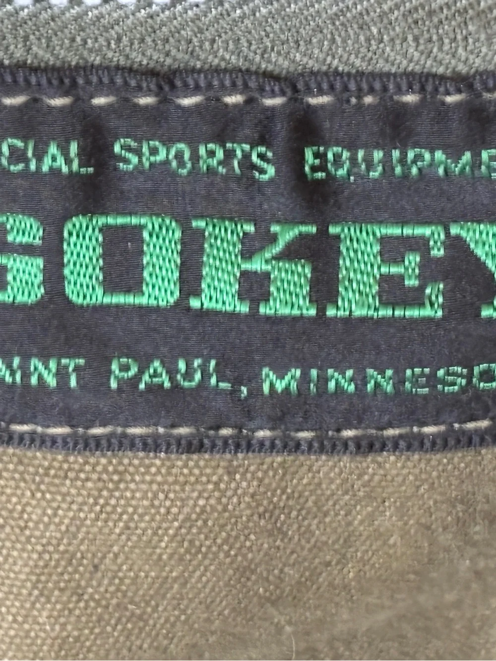 Gokey Vintage Olive Canvas w/Brown Leather Trim Round Duffle Bag